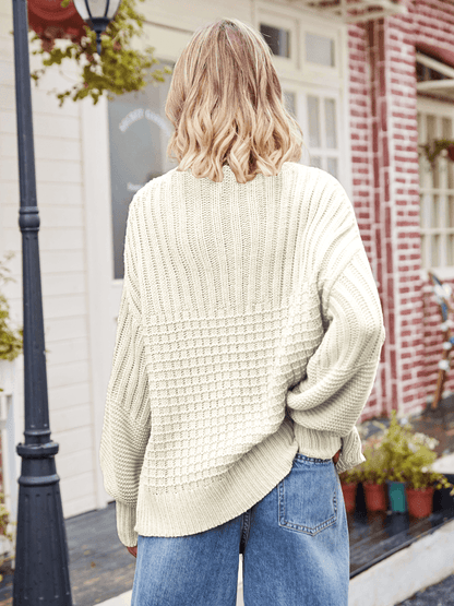 Tahoe Bound Waffle Knit Sweater - Cream