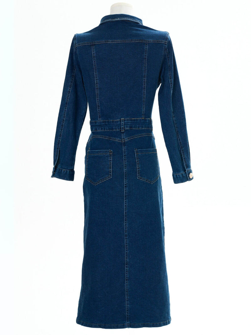Country Roads Denim Midi Dress - Blue
