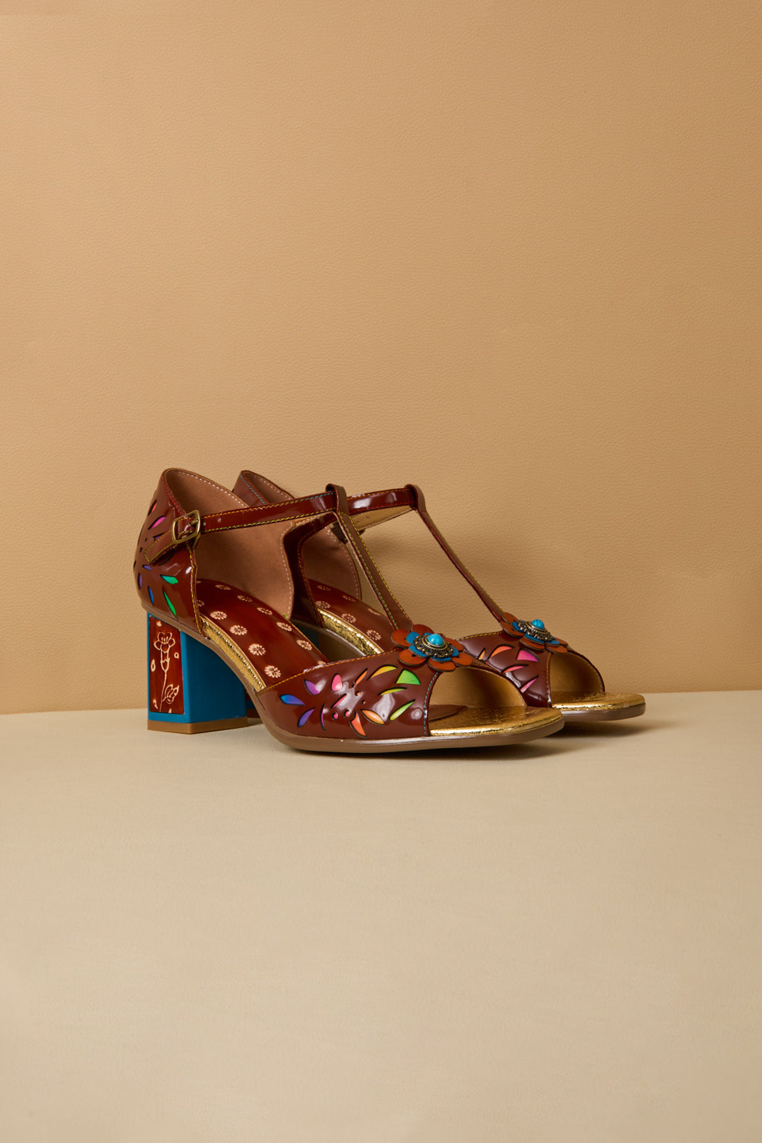 Soffia | Roselynn Perforated T-strap Pump