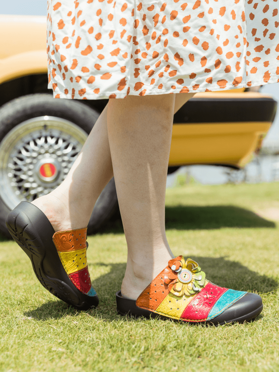 Soffia | Rainbow Streak Leather Sandal
