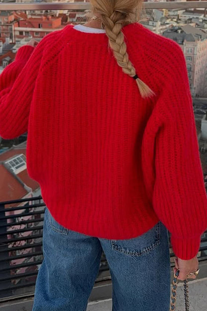 Color Lantern Sleeve Short Cardigan