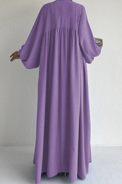 Puff Sleeve Color Maxi Dress