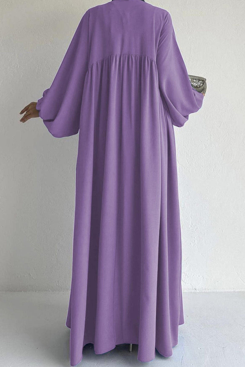 Puff Sleeve Color Maxi Dress