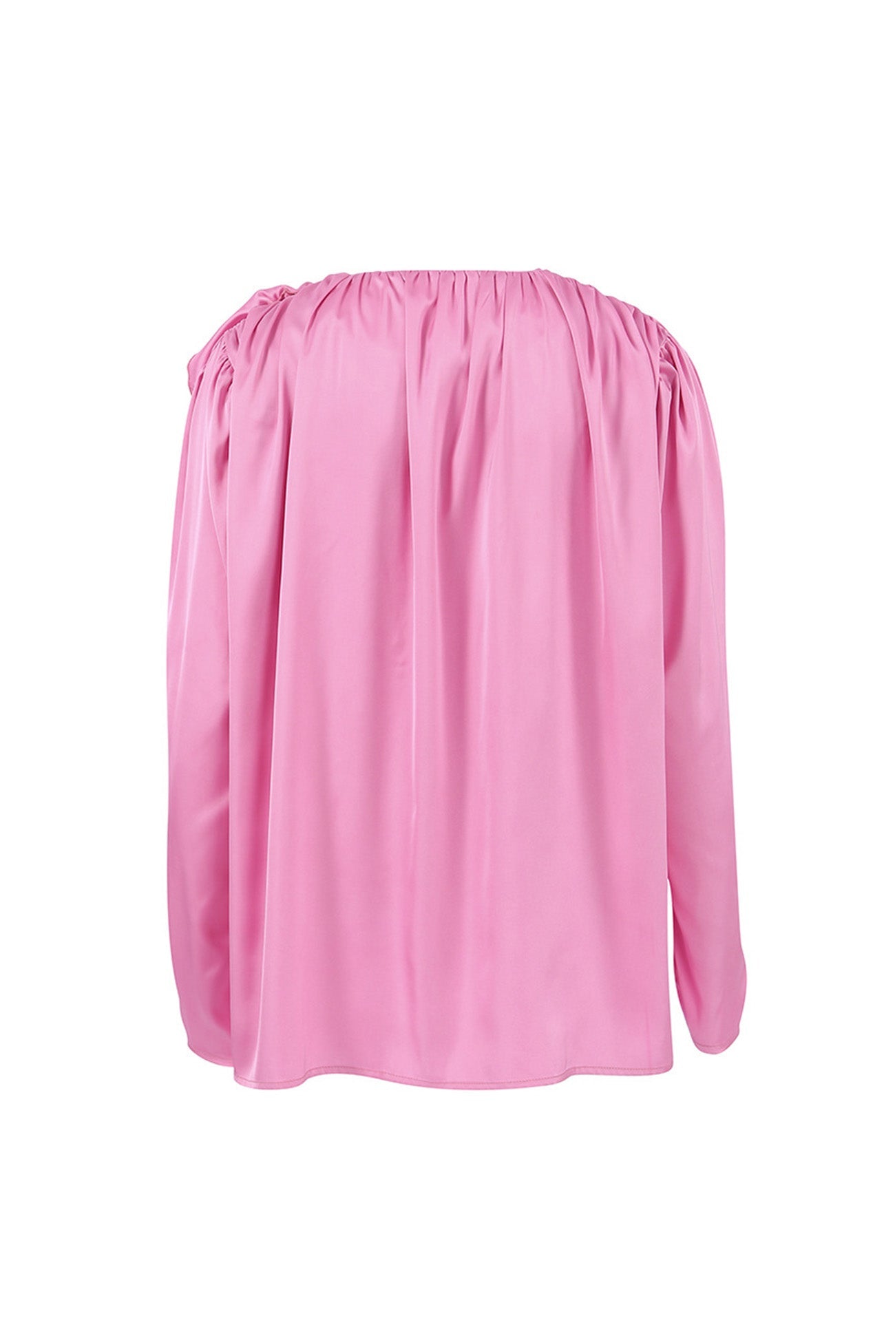Pink V Neck Ruched Lace-up Blouse