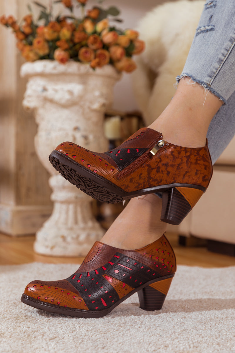 Soffia | Perforated Brown Leather Pump