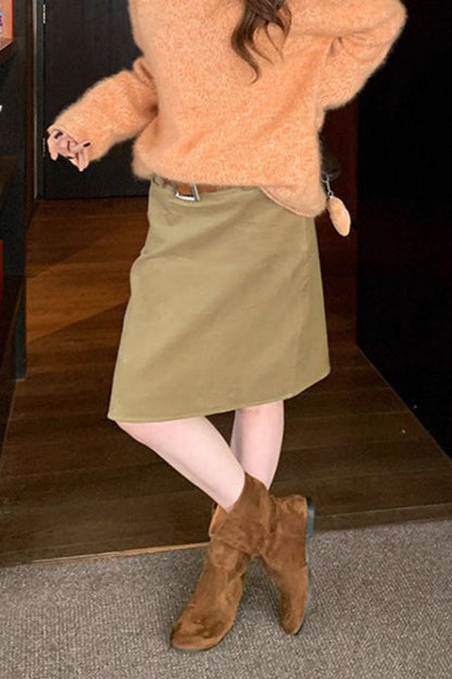 Rustic Hues Tailored Corduroy Skirt