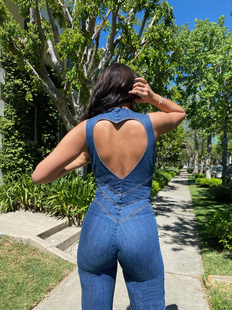 Casilda - Heart-shaped Back Zipper Jumpsuit
