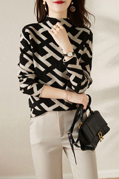 Autumn and Winter Letter Wool Sweater Foreign Style Jacquard Top Temperament Sweater