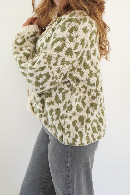 Leopard Print Tie-front Knit Cardigan
