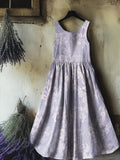 Women's Vintage Ethnic Floral Art Print Sleeveless Cotton Pocket Dress