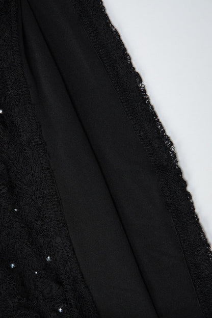 Turtleneck Long Sleeve Lace Rhinestone Bodycon Mini Dress