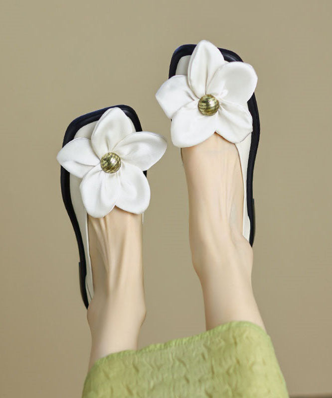 Splicing Flat Shoes White Faux Leather