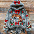 Vintage Christmas Winter Cute Fox Art Women's Cozy Plush Sweater Hoodie