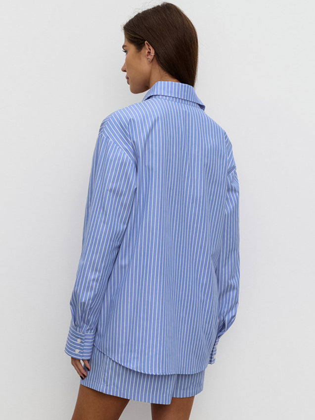 Striped Cotton Set Blouse