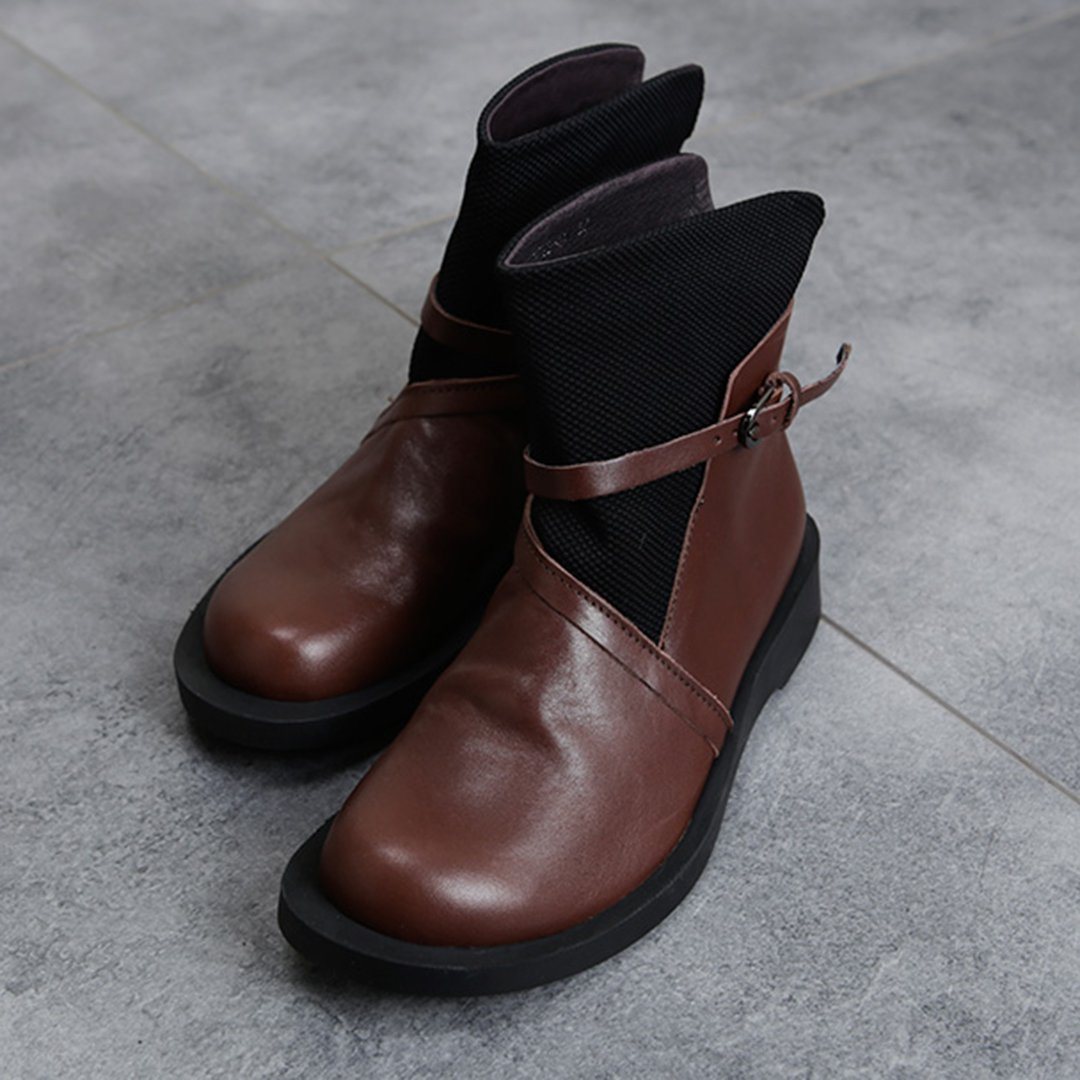 Cozy Leather Paneled Flats Martin Boots
