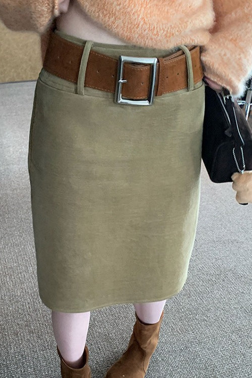 Rustic Hues Tailored Corduroy Skirt