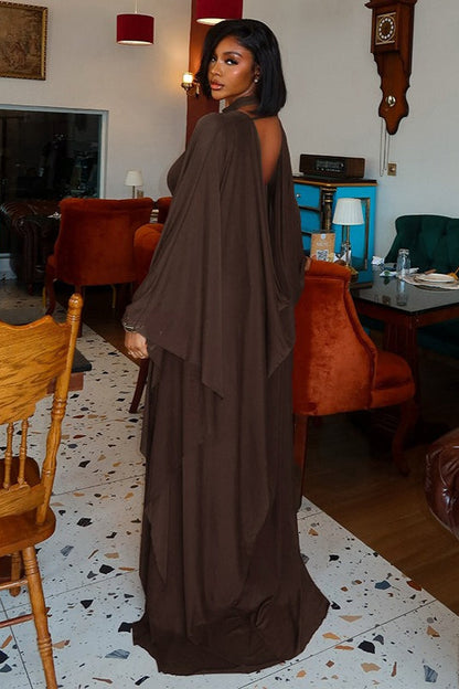 Backless Sash Sheer Shawl Two Piece Set