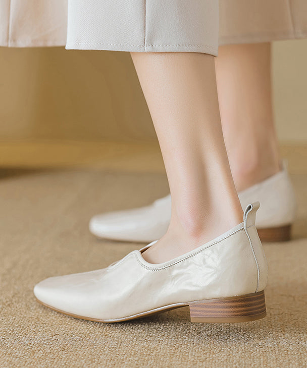 Comfy Caramel Sheepskin Splicing Flat Feet Shoes