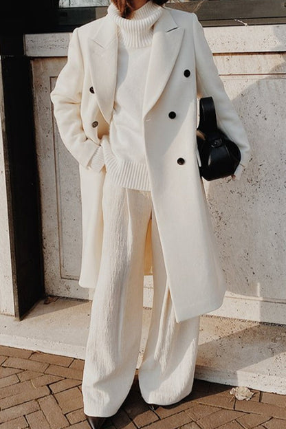 Color Double Breast Lapel Overcoat
