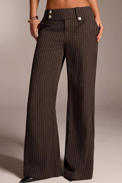 Stripe Straight Wide Leg Pants