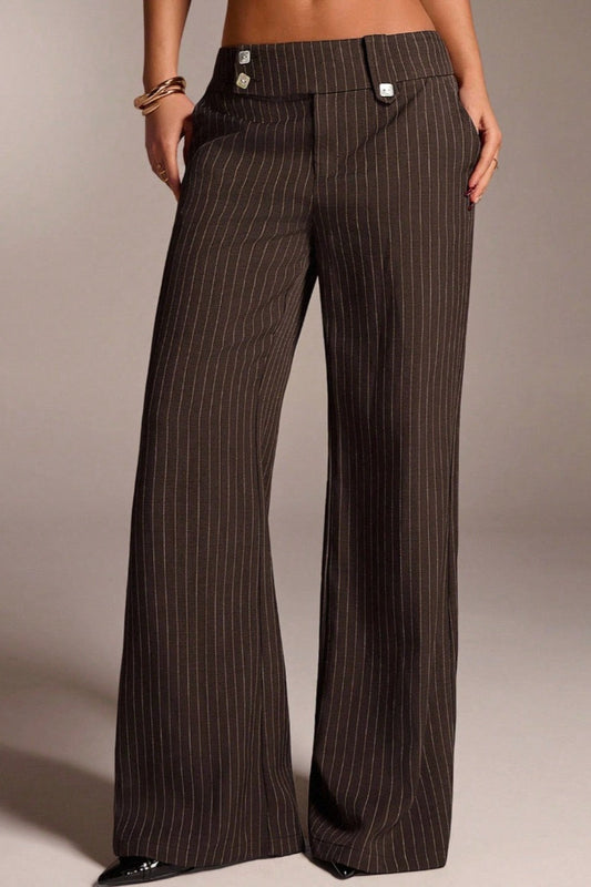 Stripe Straight Wide Leg Pants