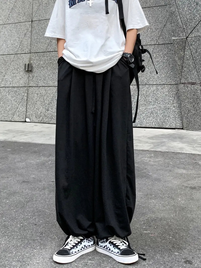 Color Retro Sport Drawstring Baggy Sweatpants