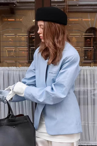 Street Blue Blazer Coat