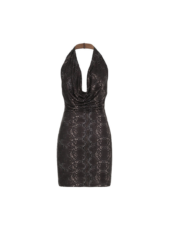 Brown Y2k Low-cut Neckline Mini Dress