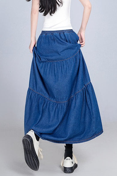 Elastic Waist Flowy Tiered Skirt