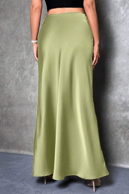 Silky High Waist Satin Maxi Skirt