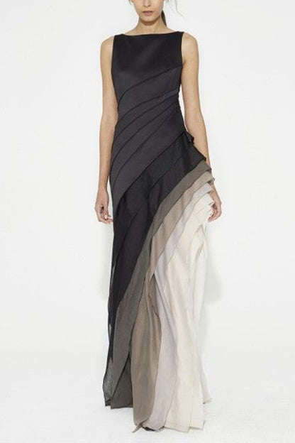 And Mysterious Tulle Gradient Cascading Design Gown Maxi Dress