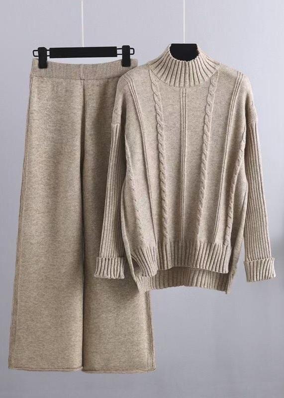 Cozy Mock Neck Sweater & Wide-leg Pants Set