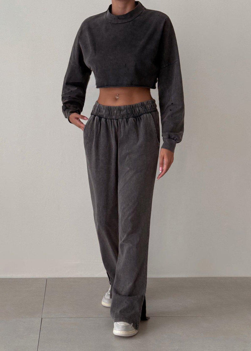 Urban Luxe - Cropped Turtleneck Two-piece Set