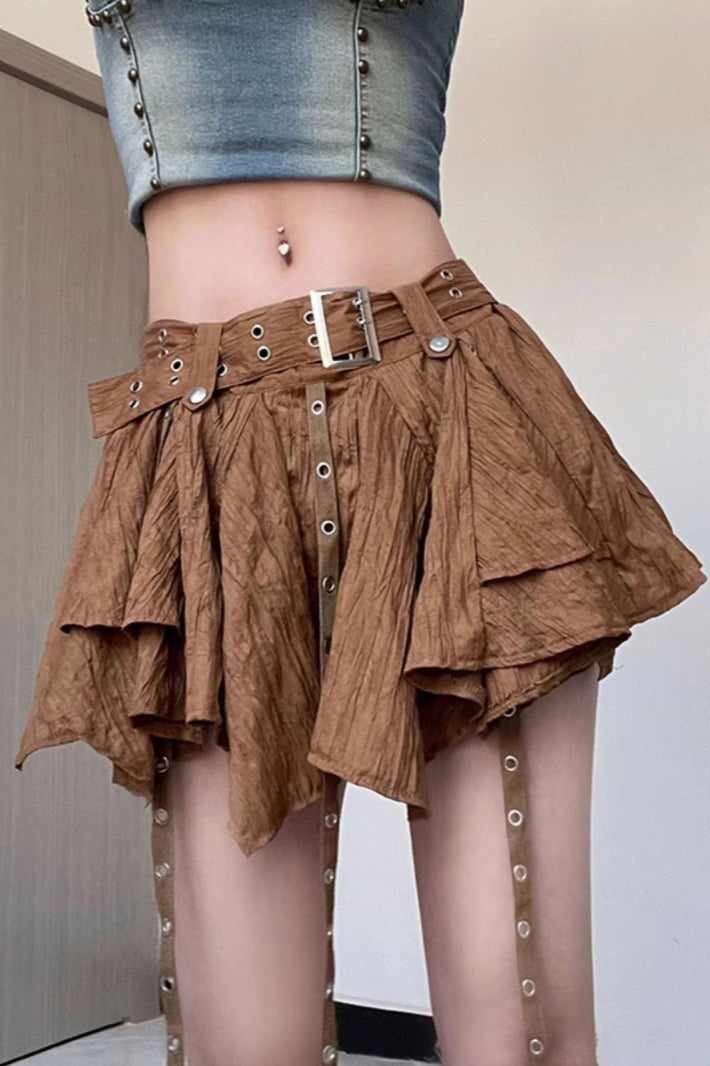 Wasteland Belt Asymmetrical Mini Skirt