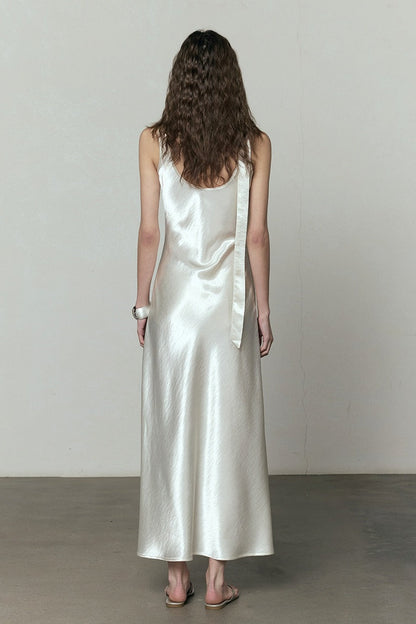Simple Satin V Neck Loose Maxi Dress
