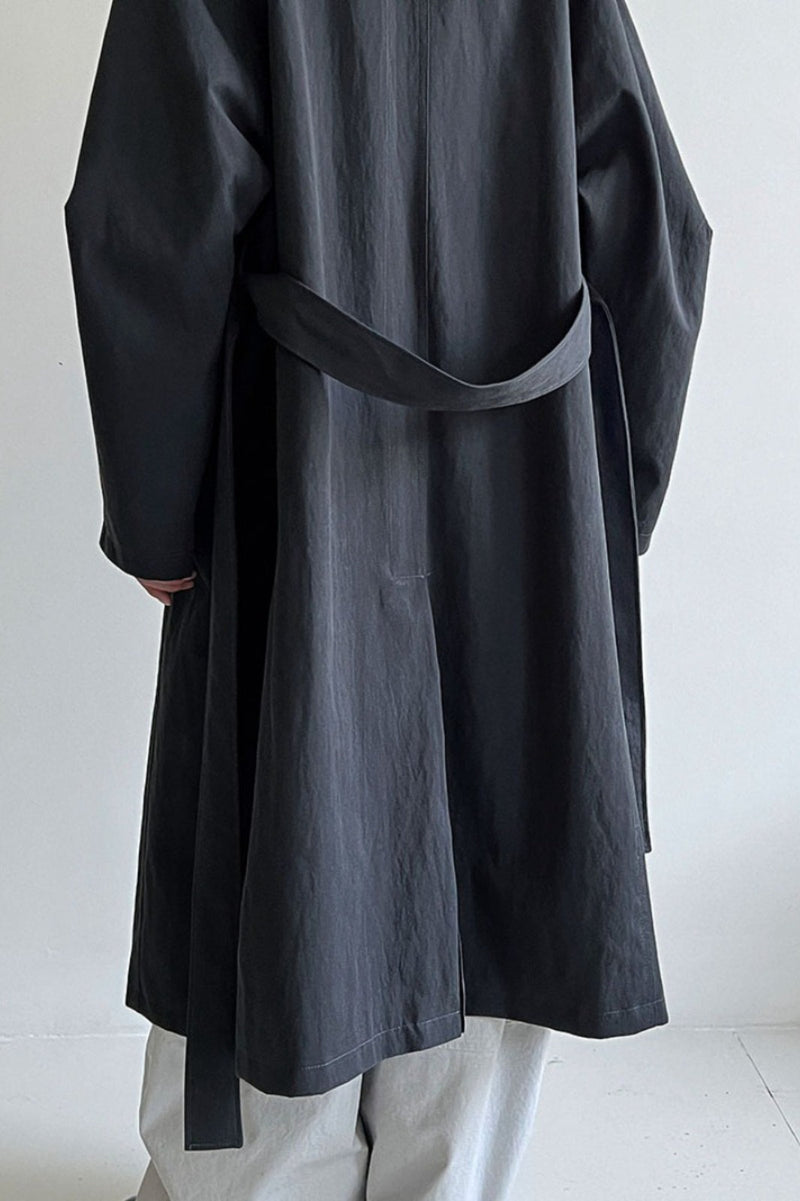 Oversized One Button Stand Collar Overcoat