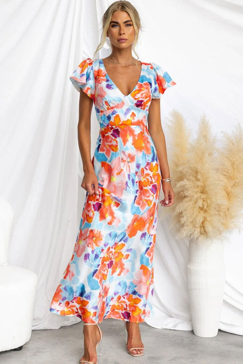Teresa Printed V-neck Maxi Dress