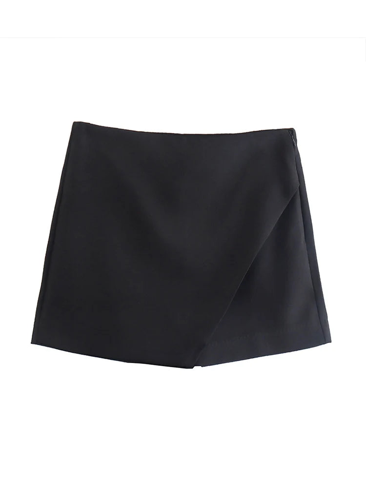New Candy Color Asymmetrical Shorts Skirts Lady Zipper Fly Pockets Hot Shorts Pantalone