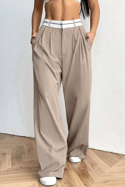 Contrast Comfort Relaxed Wide Leg Pants