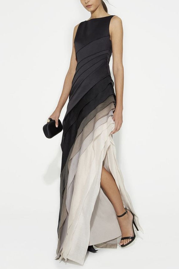 And Mysterious Tulle Gradient Cascading Design Gown Maxi Dress
