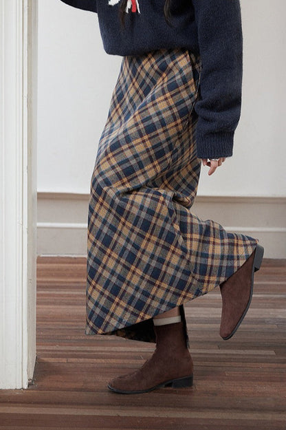 High-waist Plaid Pencil Skirt