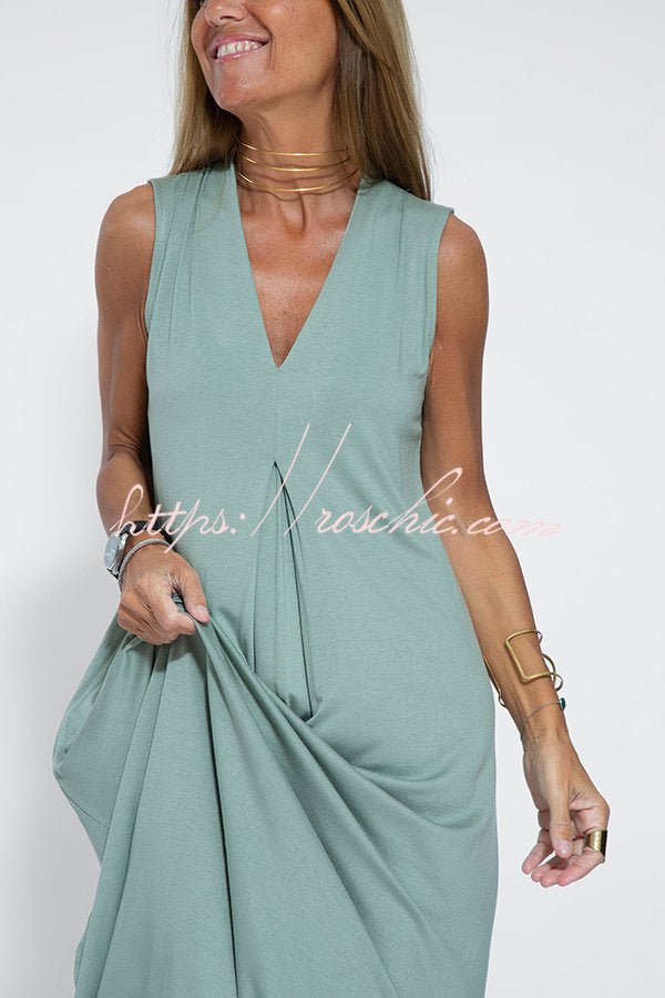 Is Eternal Knit Color Sleeveless Slit Maxi Dress
