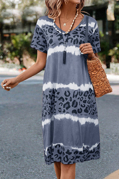 Gradient Leopard Print Midi Dress