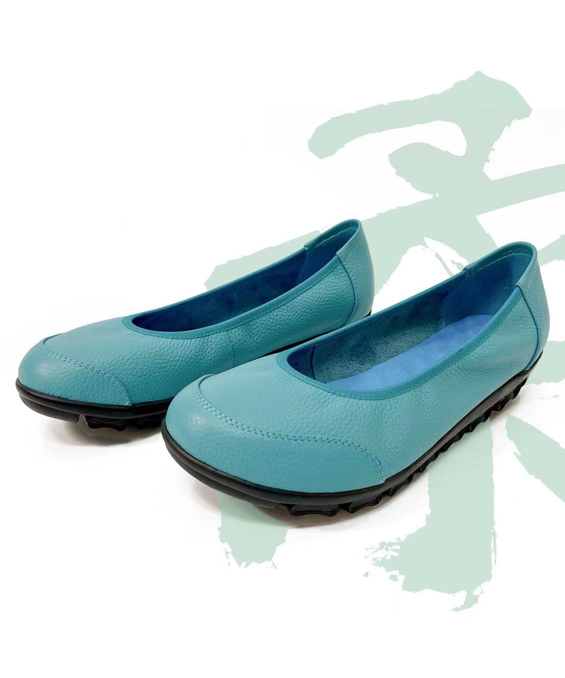 Comfortable Flat Shoes for Rose Cowhide Leather