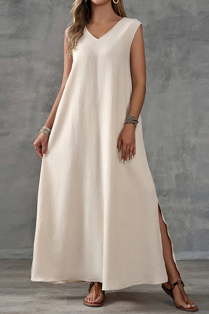 Sleeveless V-neck Side Slit Maxi Dress