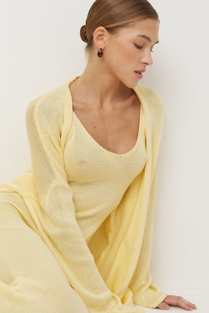 V Neck Cotton Knit Bodycon Two Piece Set