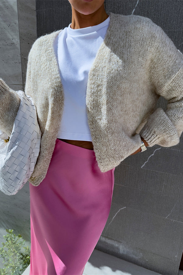 Color Long Sleeve Knitted Cardigan