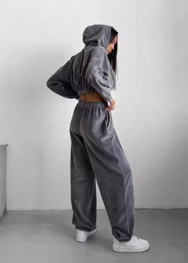 Relaxed Radiance - Zip-up Hoodie Two-piece Set