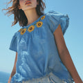 Vintage Sunflower Floral Art Cotton Linen Comfy Shirt elevenforest