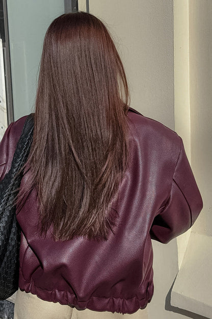Burgundy Biker Coat